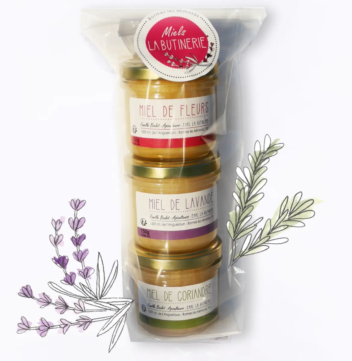Trio de Miels La Butinerie (3×150g)